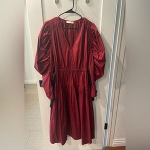 Ulla Johnson Bordeaux Althea Puff Sleeve Midi Dress